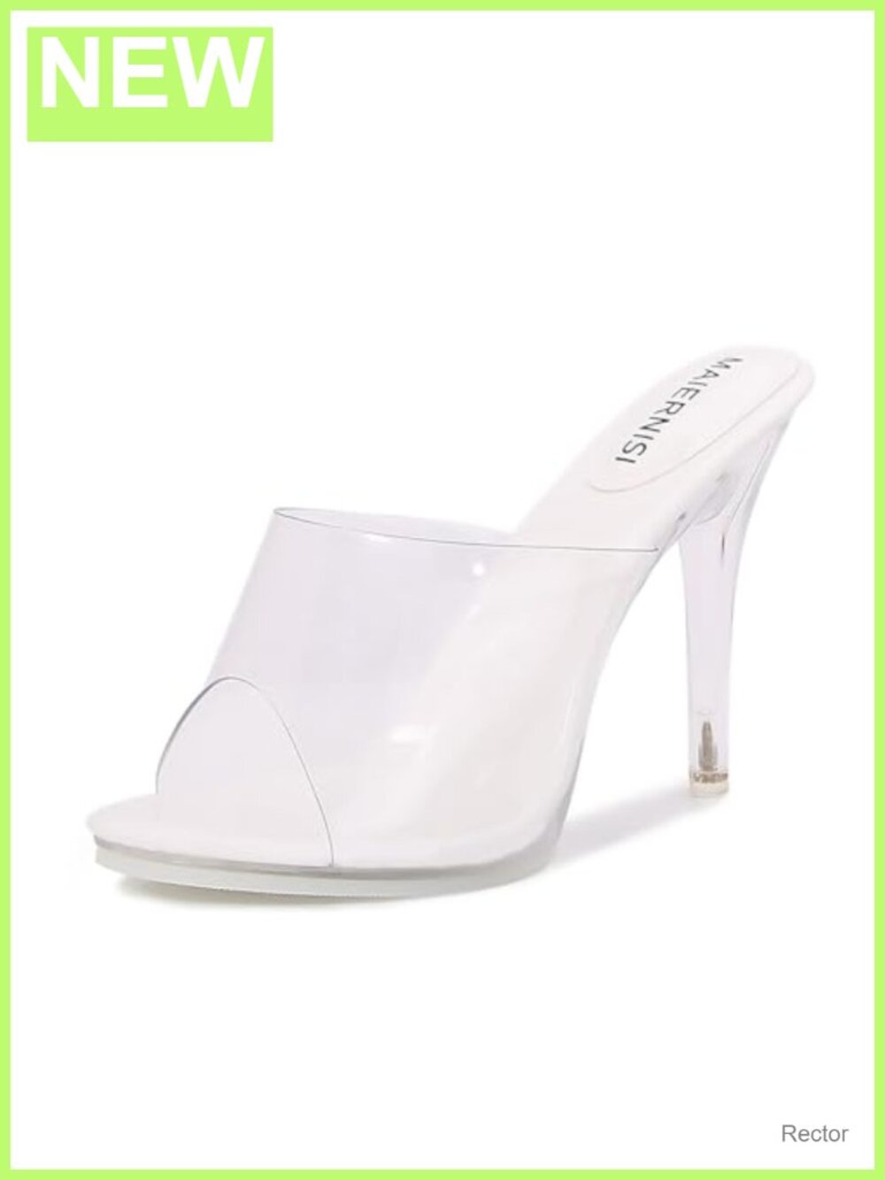 Transparent One Strap Stiletto Heels Round Peep Toe Clear High Heels Slip-On